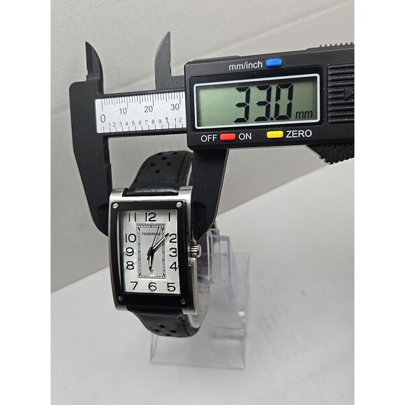 Tourneau Honda Swiss Quartz Rectangular Date Watch Black Leather New Battery - Picture 5 of 14